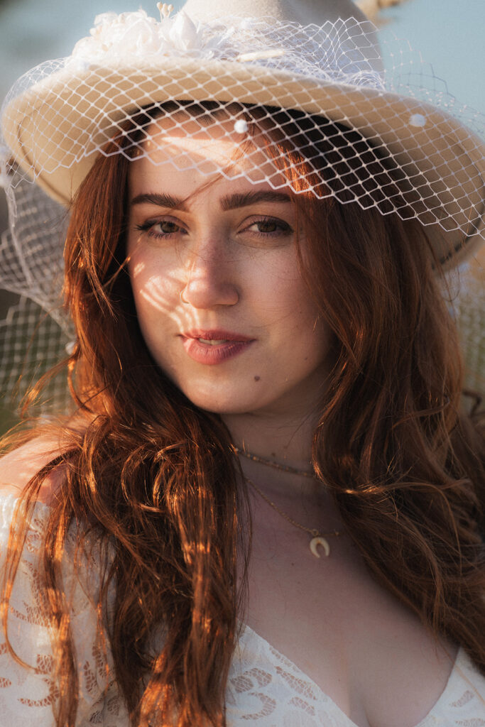 a western inspired bride with a hat