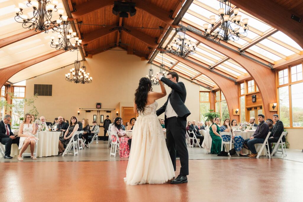 bride and groom dancing in The Conservatory wedding venue in New Jersey