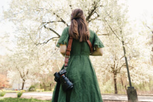 a female wedding photographer in spring