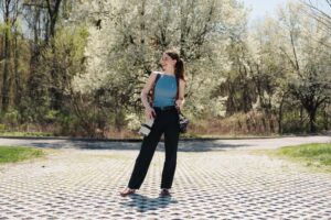 a female photographer in the summer time