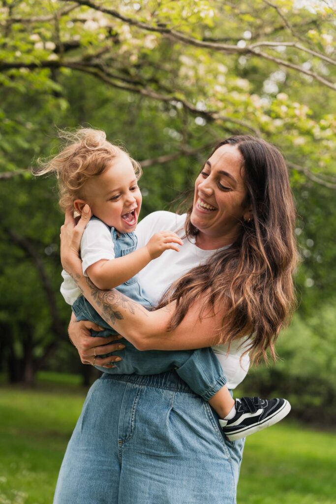 A mom and her child play in a park in Wyckoff New Jersey for a photoshoot!
