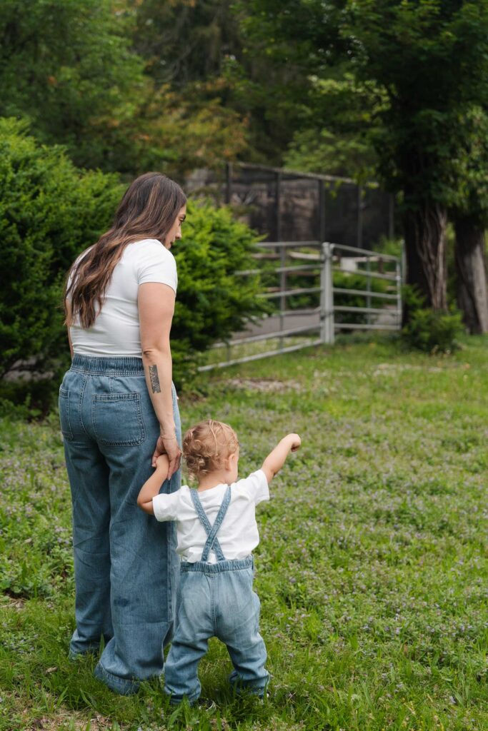 A mom and her child play in a park in Wyckoff New Jersey for a photoshoot!