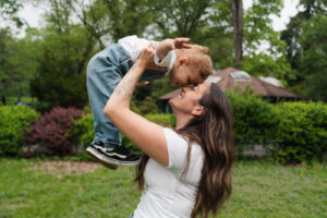 A mom and her child play in a park in Wyckoff New Jersey for a photoshoot!