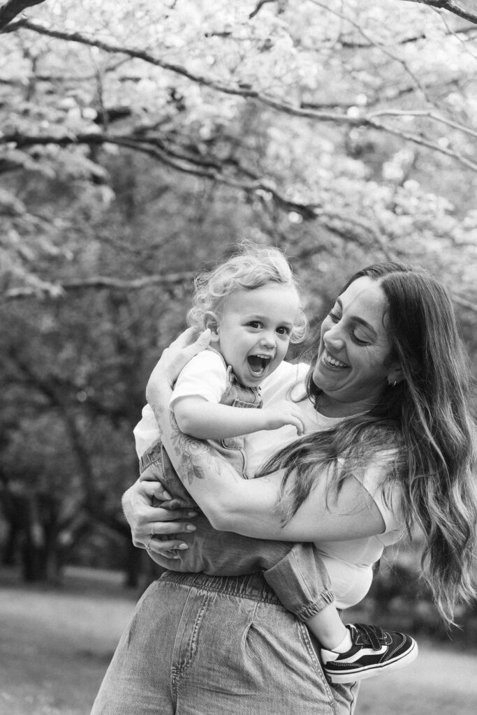 A mom and her child play in a park in Wyckoff New Jersey for a photoshoot!