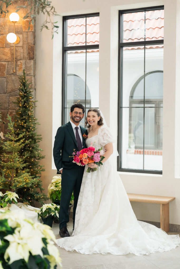 A romantic winter wedding at Perona Farms in Andover, New Jersey. Snowy portraits, a greenhouse ceremony in The Refinery, colorful florals, and nonstop celebration.