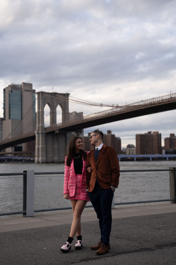 A proposal during cherry blossom season at Brooklyn Botanic Gardens.