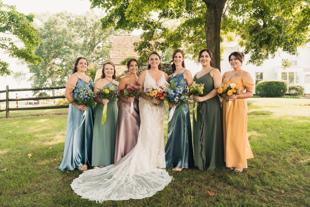 Fun summer wedding at a New Jersey wedding venue with vibrant florals and creative decor.