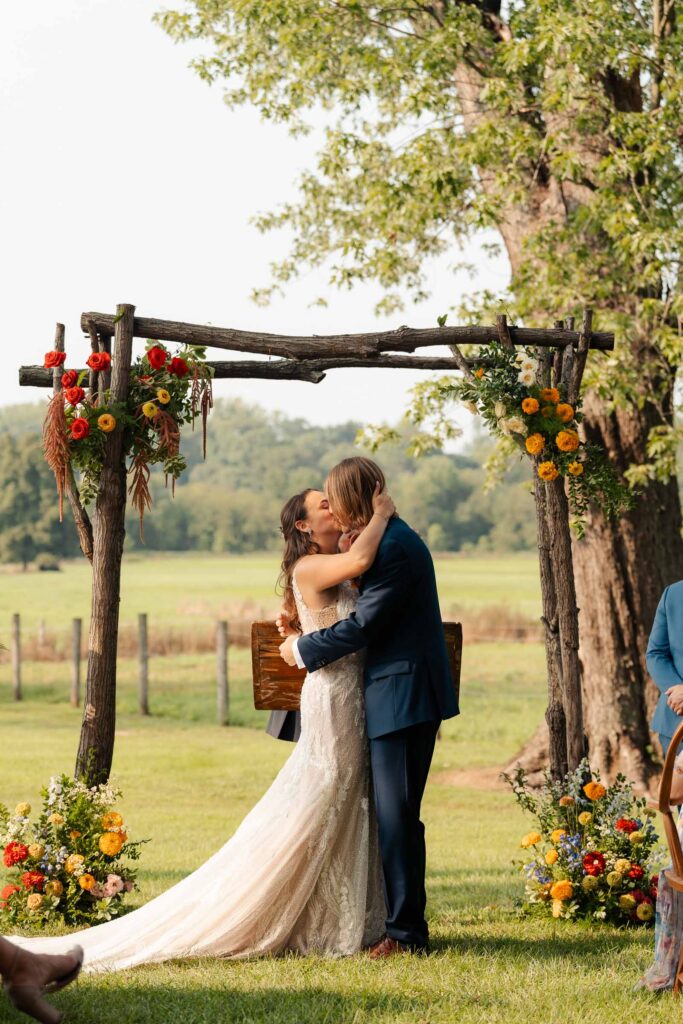 Fun summer wedding at a New Jersey wedding venue with vibrant florals and creative decor.