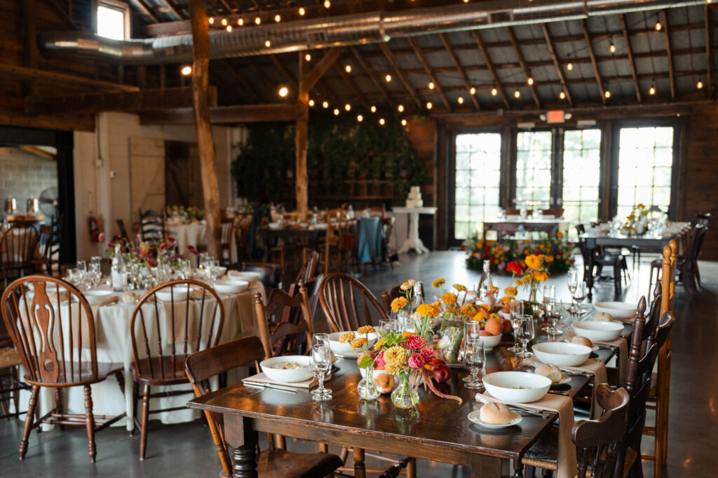 Fun summer wedding at a New Jersey wedding venue with vibrant florals and creative decor.