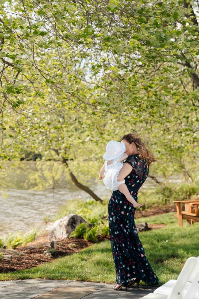 Romantic wedding portraits of bride and groom with vintage car in Franklin Lakes, New Jersey.