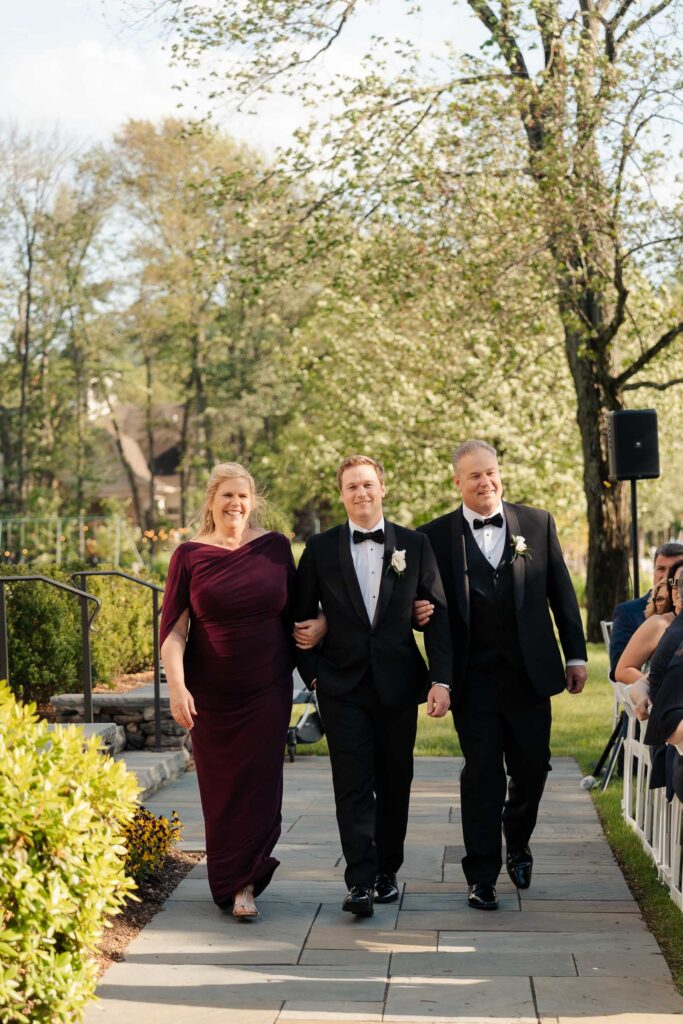 Romantic wedding portraits of bride and groom with vintage car in Franklin Lakes, New Jersey.