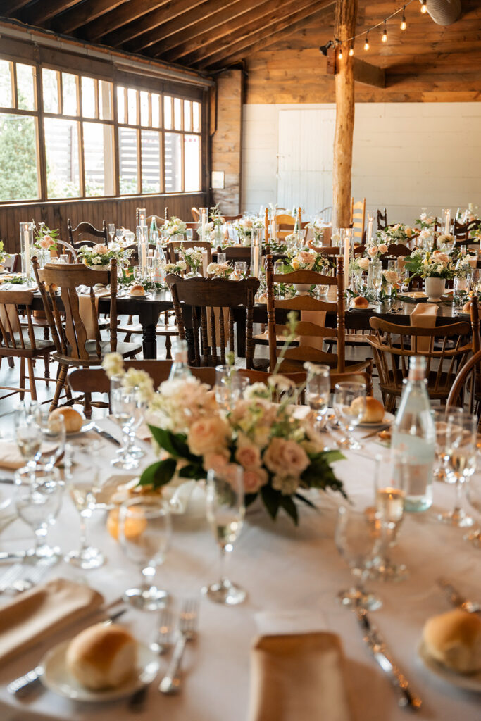 A rustic reception space for a New Jersey wedding.