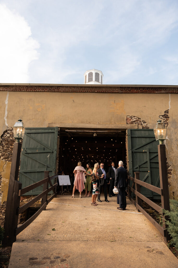 The cocktail hour breezeway barn at a New Jersey wedding venue.