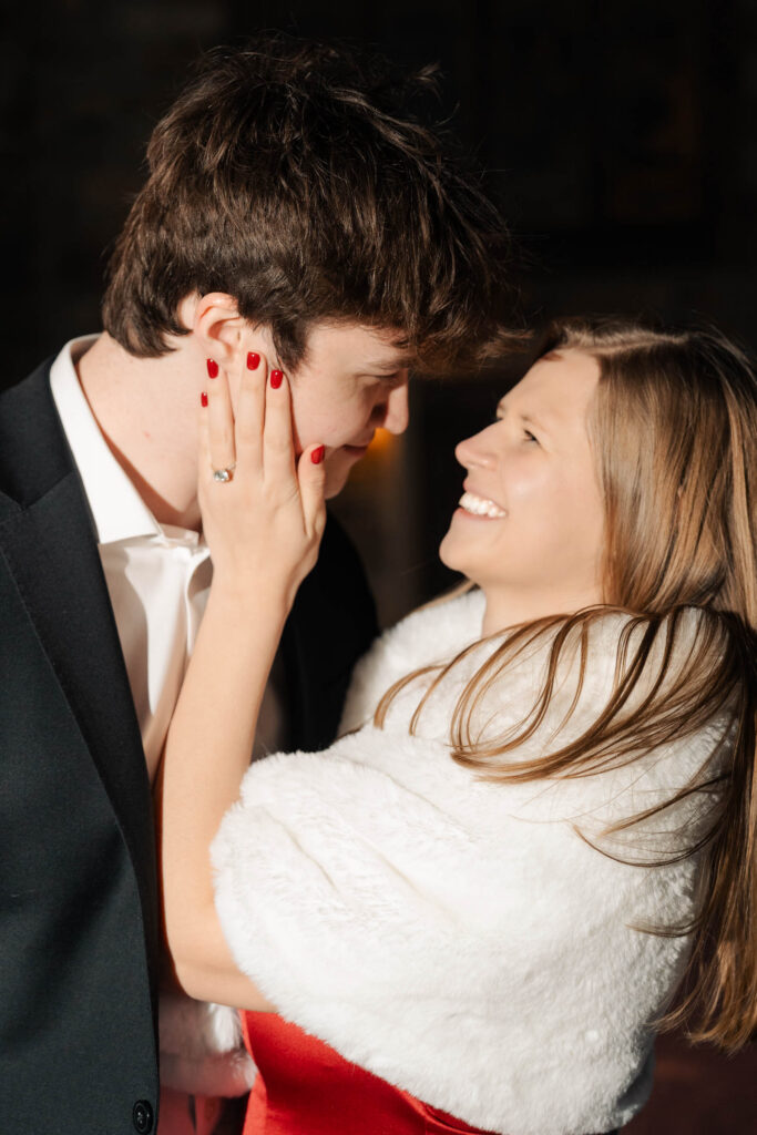 An engaged couple gets their engagement photos done at Princeton university.