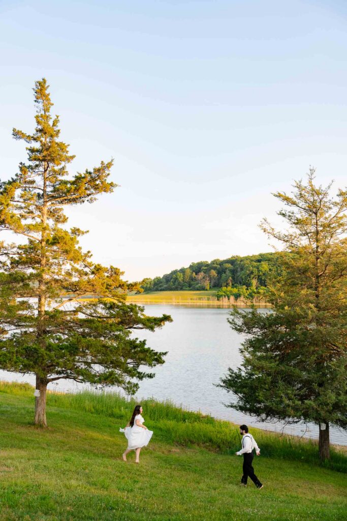 A whimsical early summer engagement session at Round Valley Reservoir in Clinton Township, NJ.