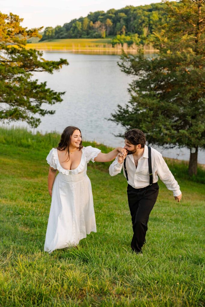 A whimsical early summer engagement session at Round Valley Reservoir in Clinton Township, NJ.