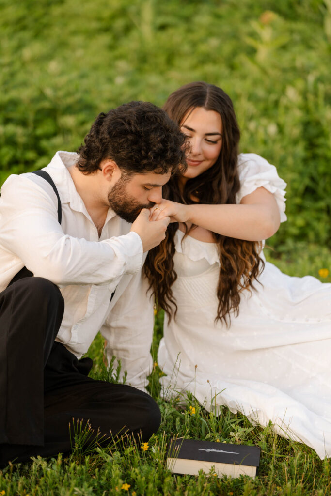 A whimsical early summer engagement session at Round Valley Reservoir in Clinton Township, NJ.